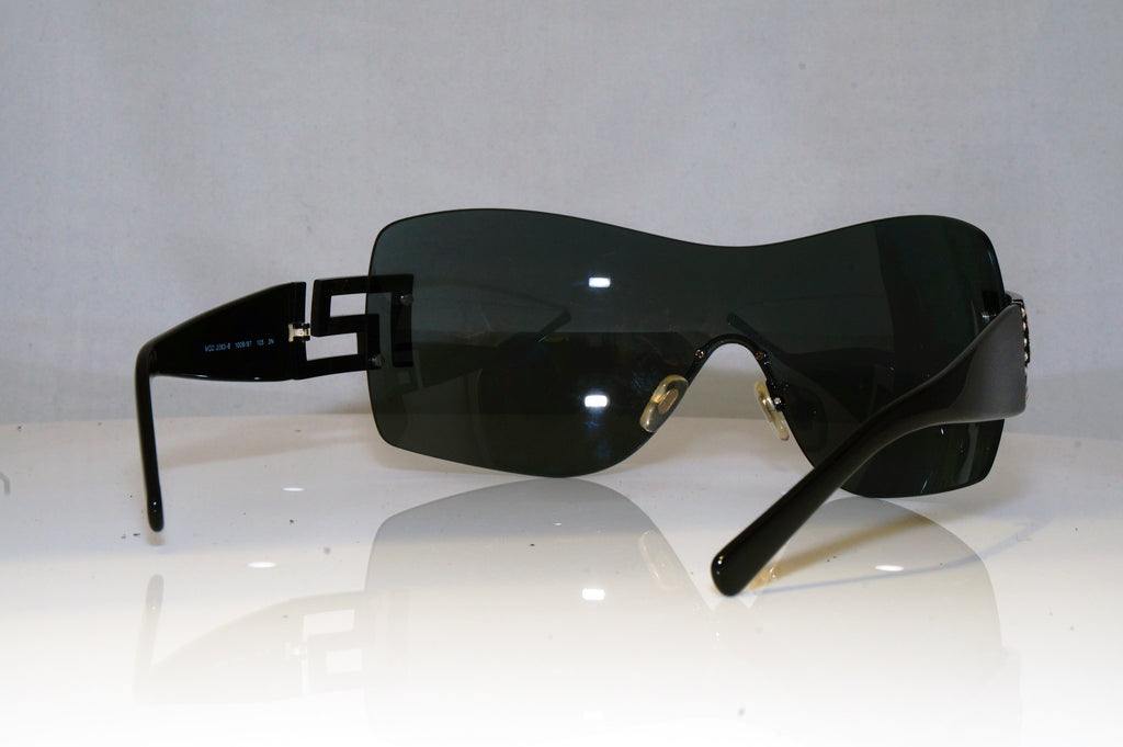 VERSACE Womens Diamante Designer Sunglasses Black Shield 2083-B 1009/87 17779