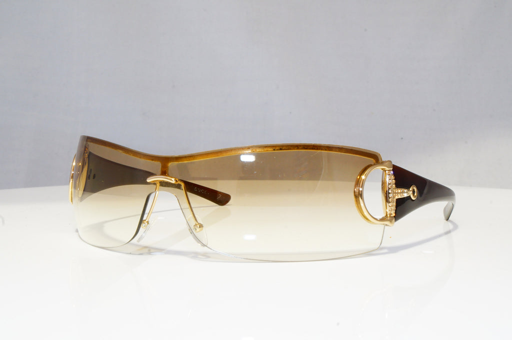 GUCCI Womens Diamante Designer Sunglasses Brown Shield GG 2712 RFVYP 18601
