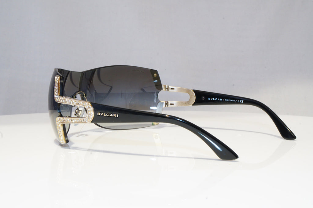 BVLGARI Womens Diamante Designer Sunglasses Black Shield 6038-B 102/8G 18599