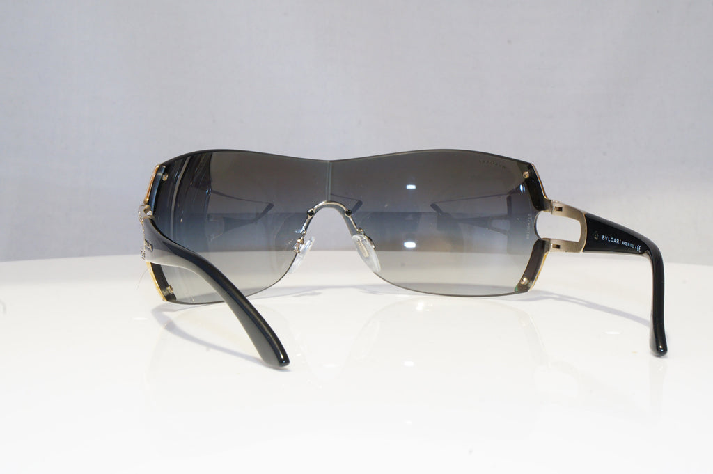 BVLGARI Womens Diamante Designer Sunglasses Black Shield 6038-B 102/8G 18599