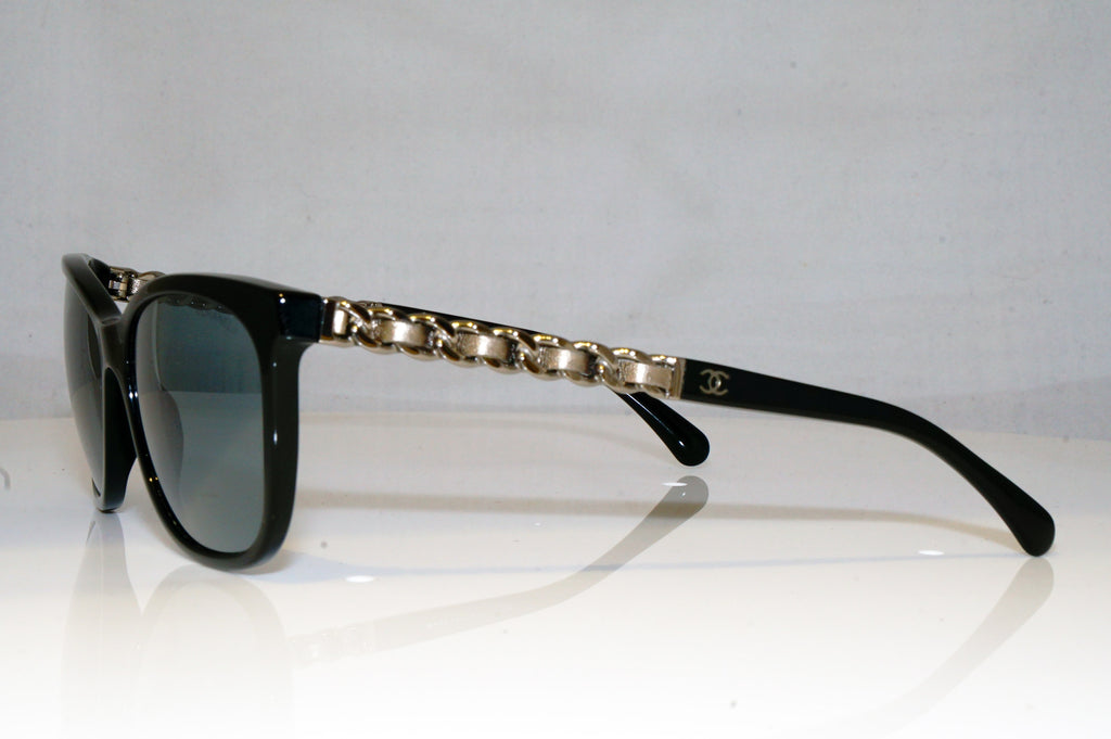 CHANEL Womens Designer Sunglasses Black Butterfly LEATHER CHAIN 5215 50126 17426