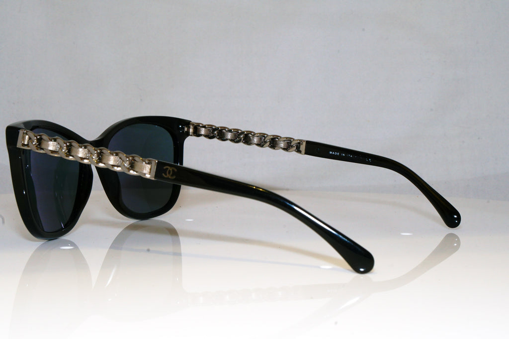 CHANEL Womens Designer Sunglasses Black Butterfly LEATHER CHAIN 5215 50126 17426