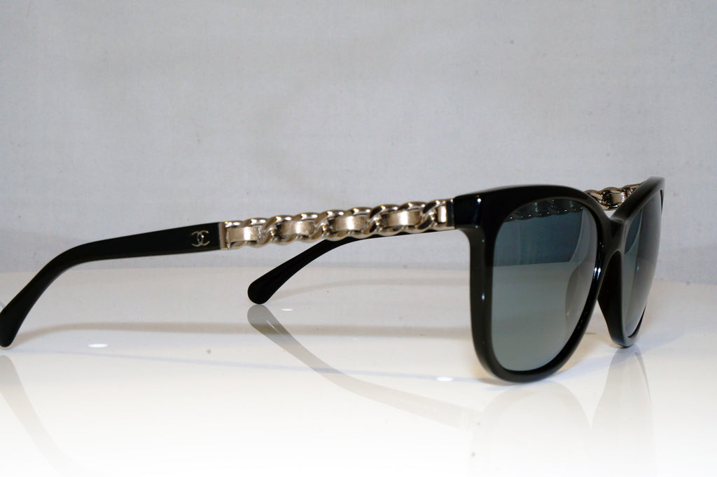 CHANEL Womens Designer Sunglasses Black Butterfly LEATHER CHAIN 5215 50126 17426