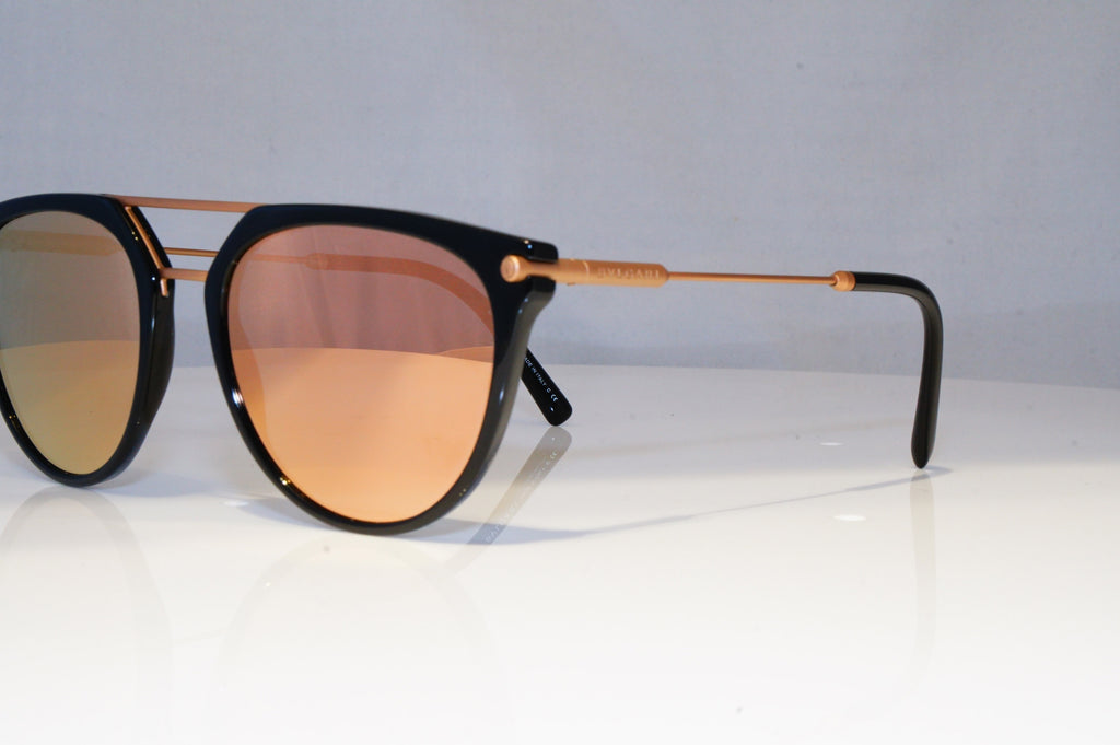 BVLGARI Womens Mirror Designer Sunglasses Black GOLD FLATS 7029 501/4Z 21015