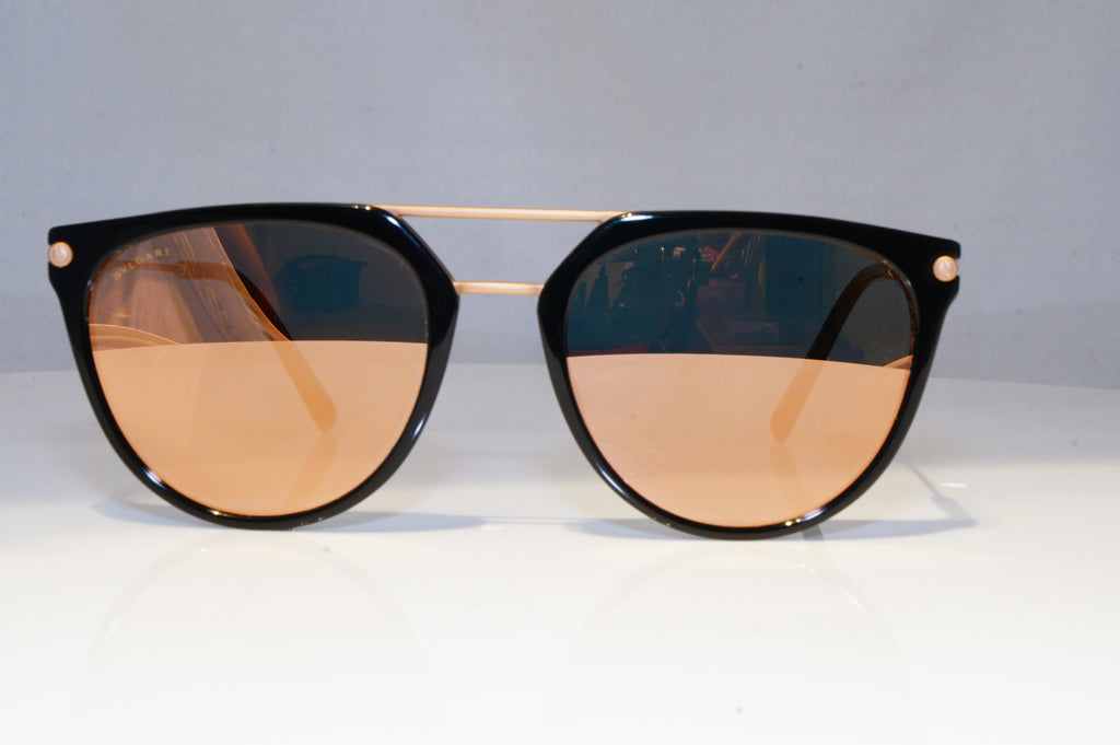 BVLGARI Womens Mirror Designer Sunglasses Black GOLD FLATS 7029 501/4Z 21015