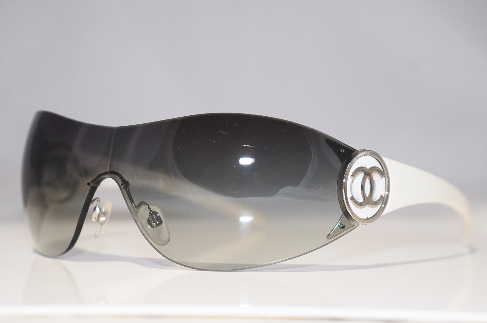 CHANEL Womens Designer Sunglasses White Shield 4146 C124/8G 15680 –  SunglassBlog