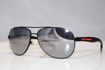 PRADA Mens Designer Mirror Sunglasses Black Aviator SPS 53P 1BO-7W1 15244