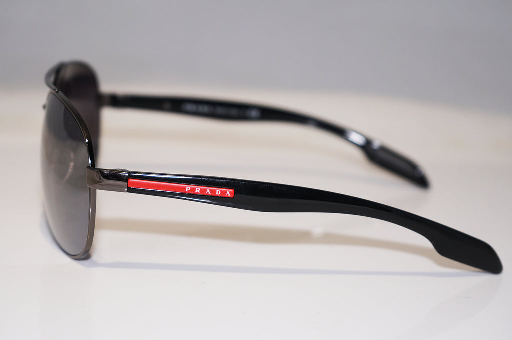 PRADA Mens Designer Mirror Sunglasses Black Aviator SPS 53P 5AV-5L0 15008