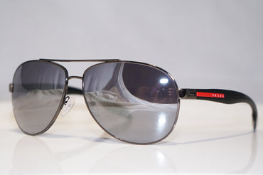 PRADA Mens Designer Mirror Sunglasses Black Aviator SPS 53P 5AV-5L0 15008