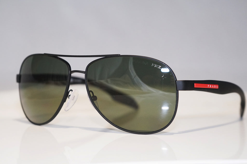 PRADA Mens Designer Polarized Sunglasses Black Aviator SPS 53P 1BC-5W1 15157