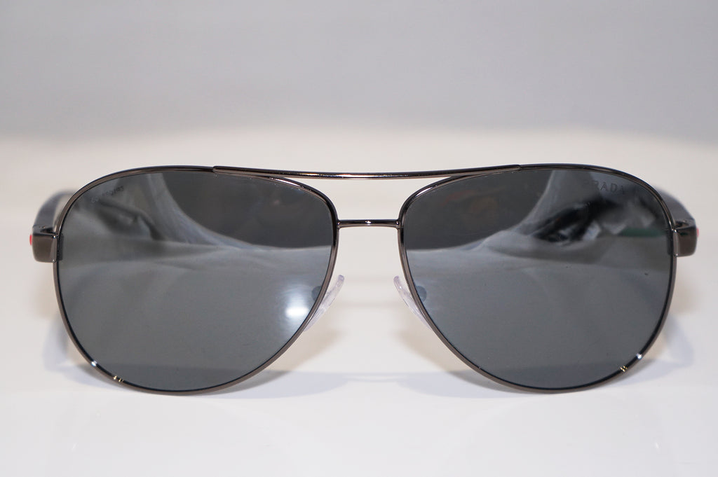 PRADA Mens Designer Mirror Sunglasses Black Aviator SPS 53P 1BO-7W1 15022