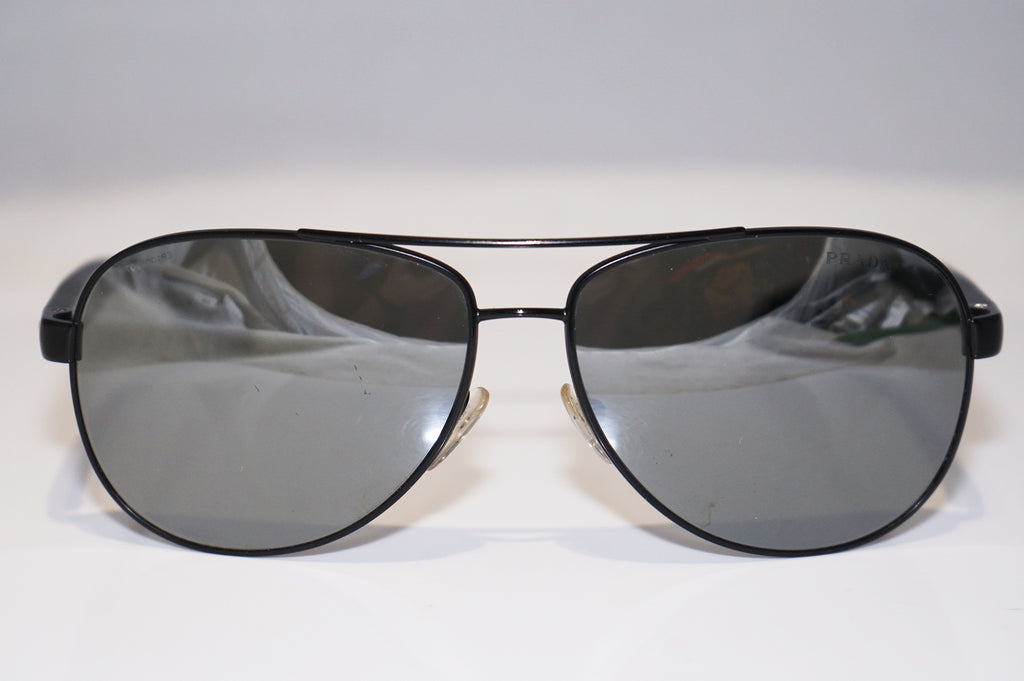 PRADA Mens Designer Mirror Sunglasses Black Aviator SPS 53P 1BO-7W1 15022