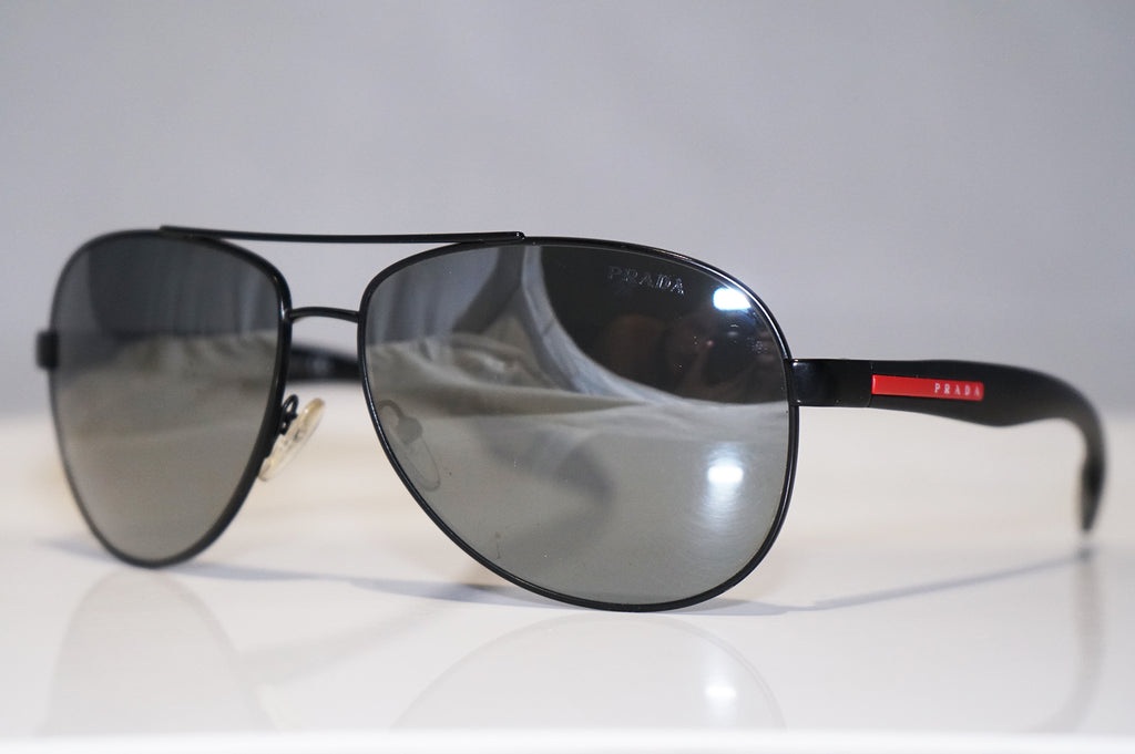 PRADA Mens Designer Mirror Sunglasses Black Aviator SPS 53P 5AV-5L0 15008