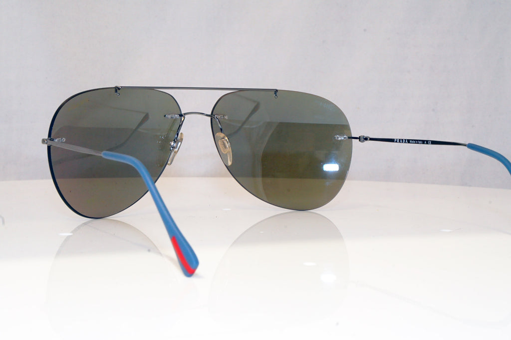 PRADA Mens Mirror Designer Sunglasses Silver Aviator SPS 50P 5AV-2E2 17045