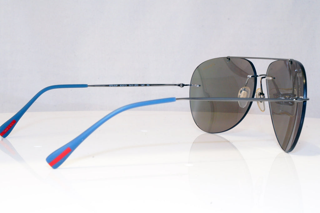 PRADA Mens Mirror Designer Sunglasses Silver Aviator SPS 50P 5AV-2E2 17045