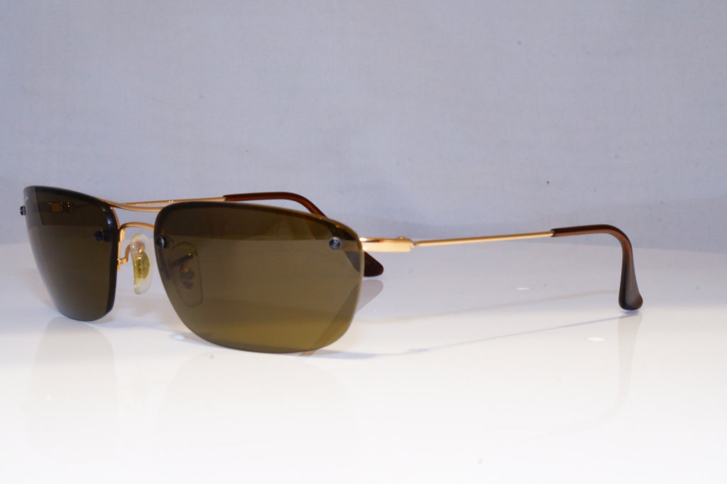 RAY-BAN Mens Vintage 1990 Designer Sunglasses Gold Rectangle RB 3156 00173 21006