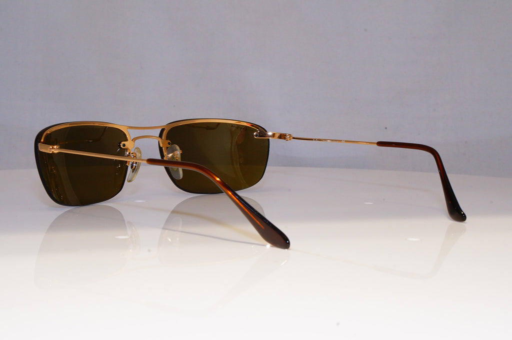 RAY-BAN Mens Vintage 1990 Designer Sunglasses Gold Rectangle RB 3156 00173 21006