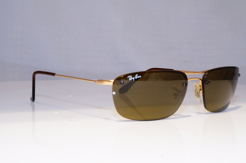 RAY-BAN Mens Vintage 1990 Designer Sunglasses Gold Rectangle RB 3156 00173 21006
