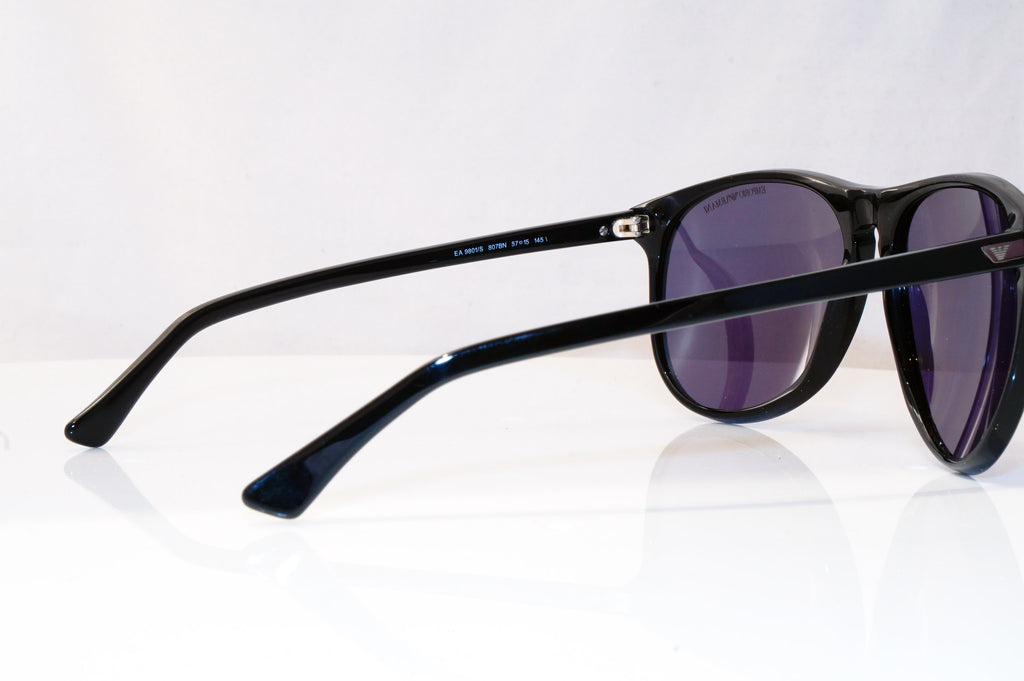 EMPORIO ARMANI Mens Mirror Designer Sunglasses Black Square EA 9801 807BN 17069