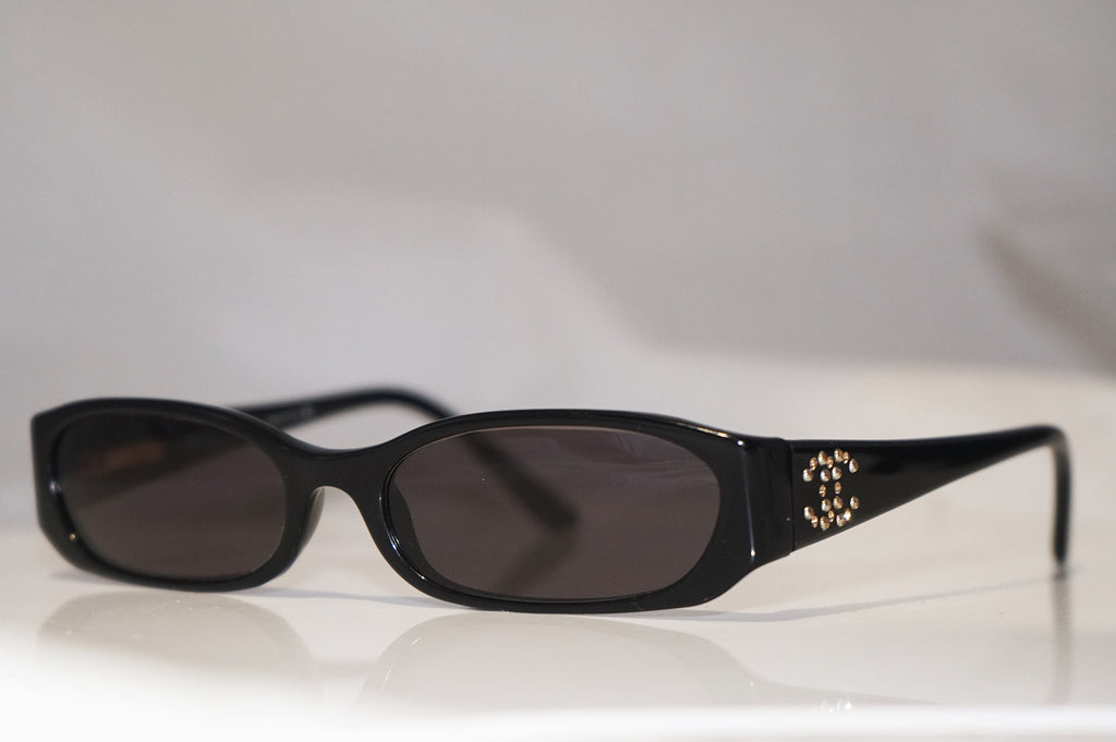 CHANEL 1990 Vintage Womens Designer Sunglasses Black Rectangle 3129 C622 14823