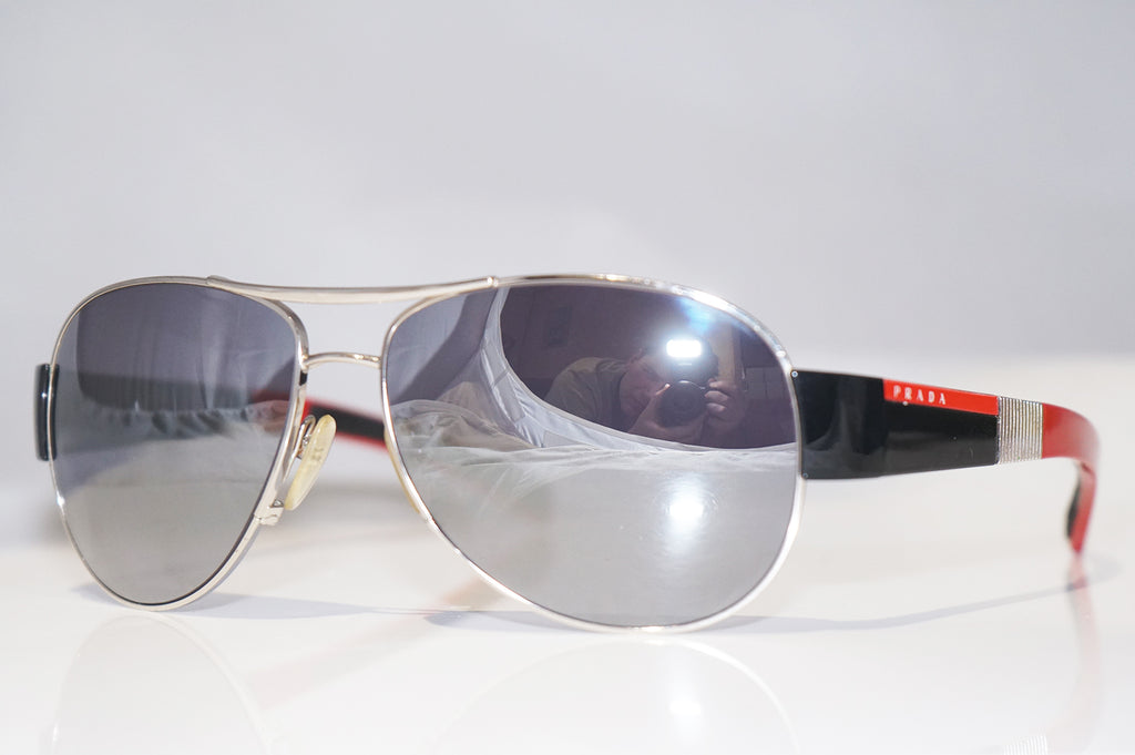 PRADA Mens Designer Mirror Sunglasses Silver Aviator SPS 51H 1BC-3M1 14786