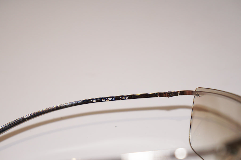 GUCCI Vintage Mens Designer Sunglasses Silver Shield GG 2681 010HY 16845