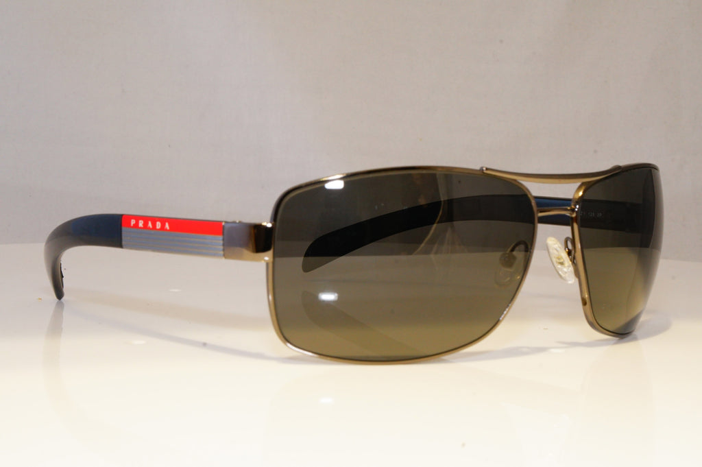 PRADA Mens Polarized Designer Sunglasses Silver Rectangle SPS 54I 5AV-5Z1 21100