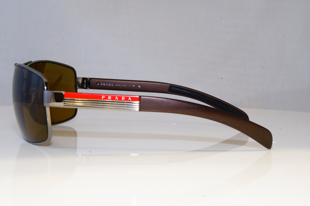 PRADA Mens Polarized Designer Sunglasses Brown Rectangle SPS 54I 5AV-6S1 21101