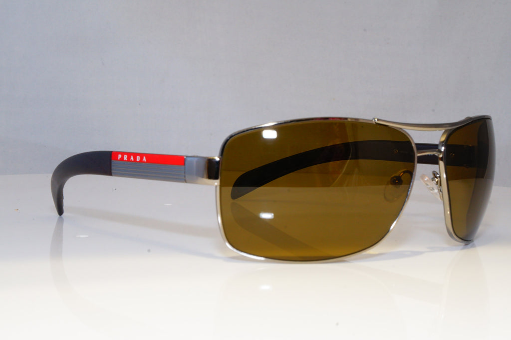 PRADA Mens Polarized Designer Sunglasses Brown Rectangle SPS 54I 5AV-6S1 21101