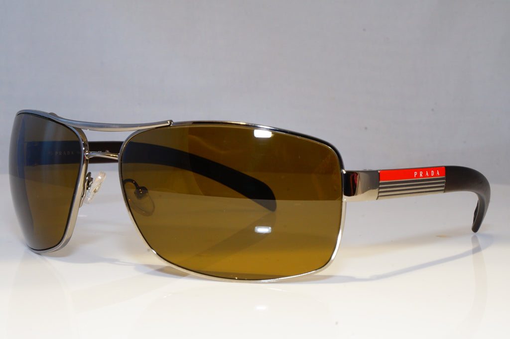 PRADA Mens Polarized Designer Sunglasses Brown Rectangle SPS 54I 5AV-6S1 21101