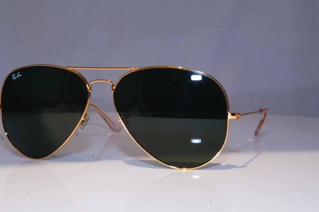 RAY-BAN Mens Designer Sunglasses Gold Aviator Rectangle 62mm RB 3025 001 18213