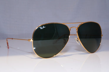 RAY-BAN Mens Designer Sunglasses Gold Aviator Rectangle 62mm RB 3025 001 18213