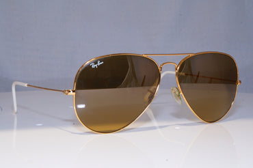 RAY-BAN Mens Designer Sunglasses Gold Aviator Rectangle 62mm RB 3025 0013K 18357