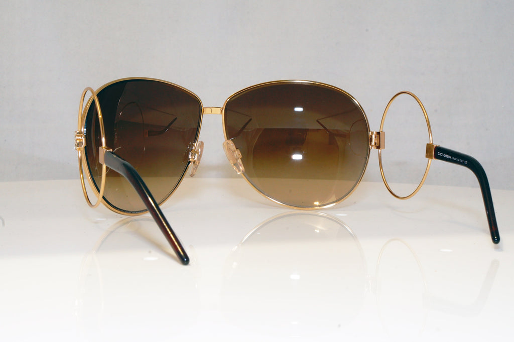 DOLCE & GABBANA Womens Diamante Designer Sunglasses Gold Round 2004-B 0213 17039