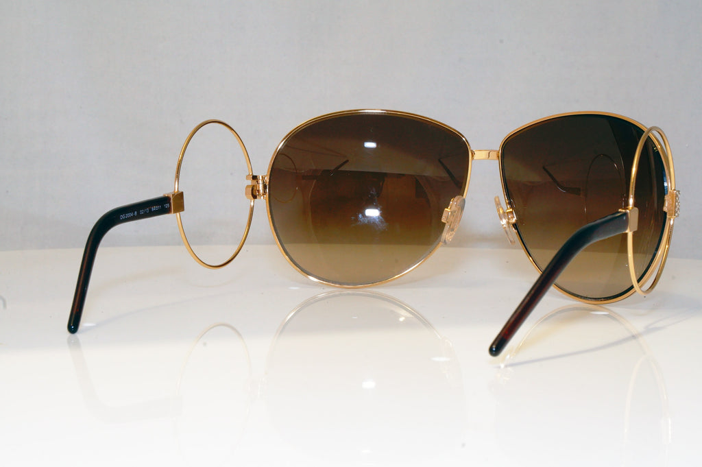 DOLCE & GABBANA Womens Diamante Designer Sunglasses Gold Round 2004-B 0213 17039
