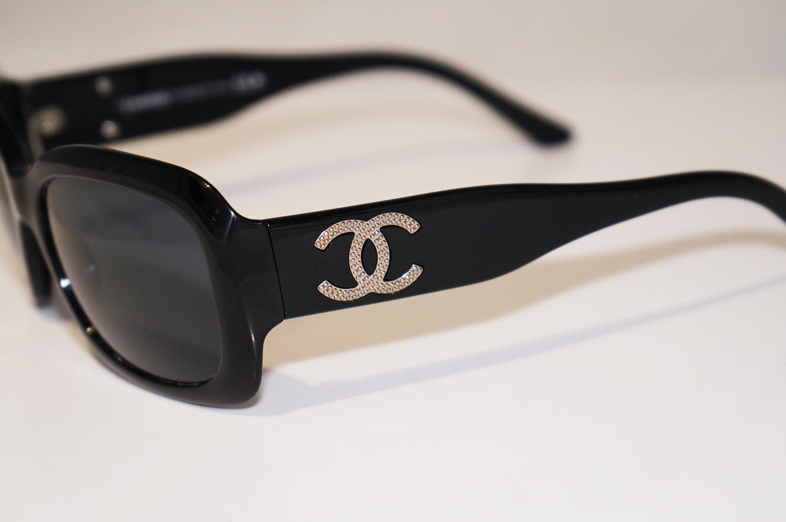 Vintage 1993 Iconic CHANEL PARIS Spelled Narrow Frame Black Sunglasses at  1stDibs