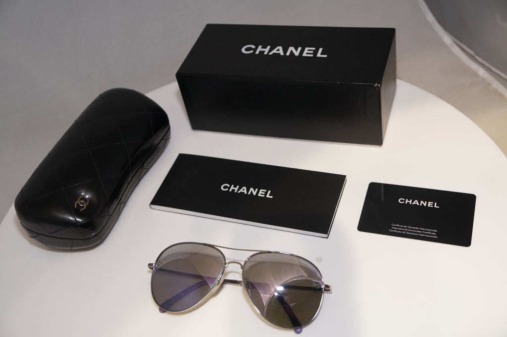 CHANEL Mens Womens Mirror Boxed Designer Sunglasses Silver Pilot 4189 124 20175