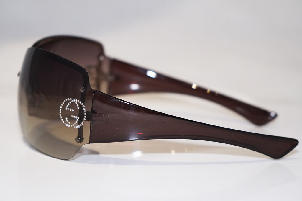 GUCCI Womens Designer Diamante Sunglasses Brown Shield GG 2525 BKMAZ 16639