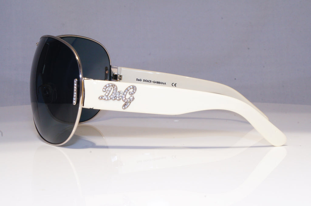 DOLCE & GABBANA Womens Diamante Designer Sunglasses White Shield D&G 6022 20183