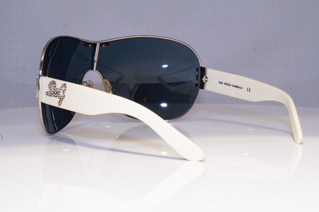 DOLCE & GABBANA Womens Diamante Designer Sunglasses White Shield D&G 6022 20183