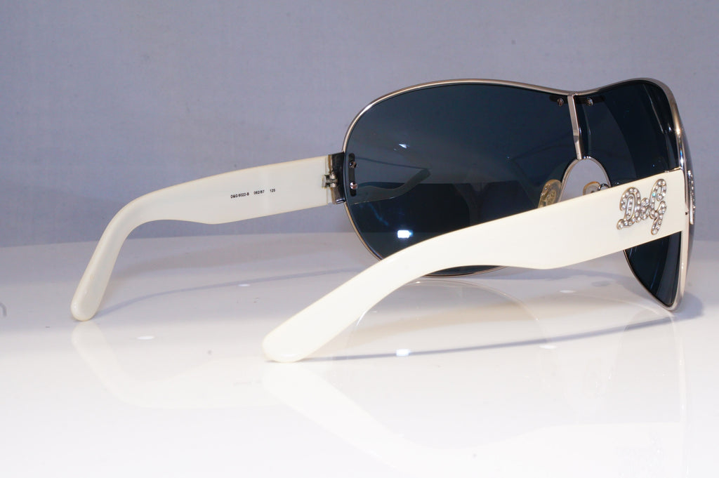 DOLCE & GABBANA Womens Diamante Designer Sunglasses White Shield D&G 6022 20183