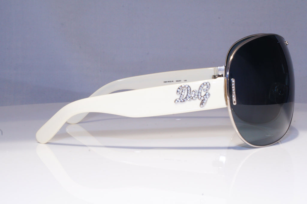DOLCE & GABBANA Womens Diamante Designer Sunglasses White Shield D&G 6022 20183