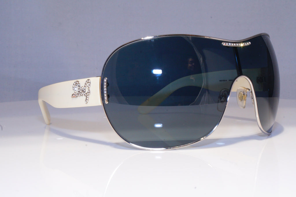 DOLCE & GABBANA Womens Diamante Designer Sunglasses White Shield D&G 6022 20183