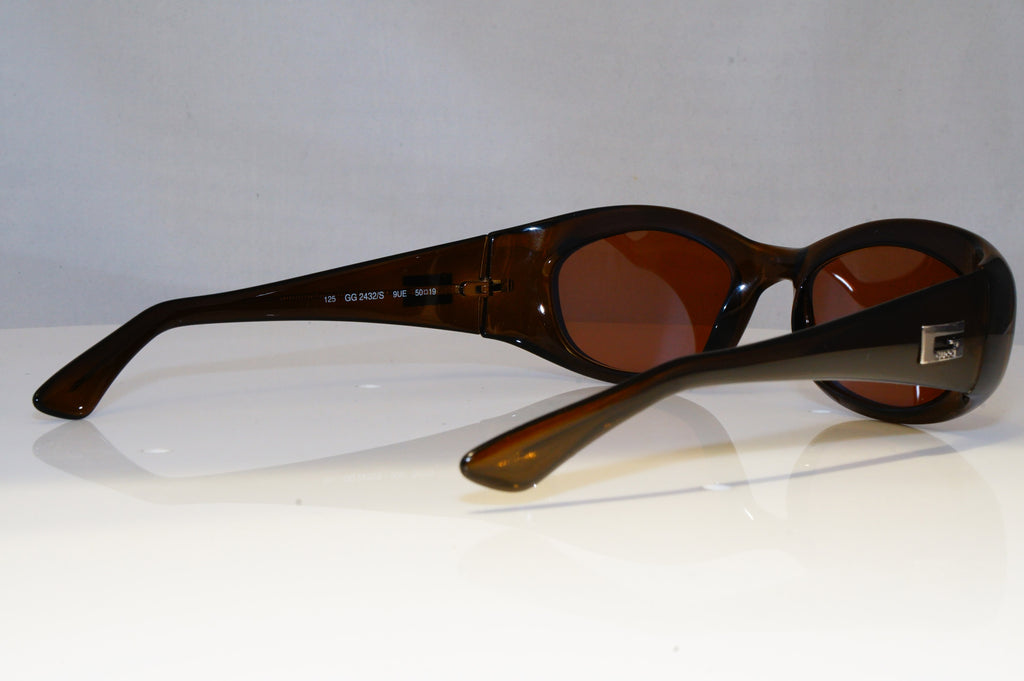 GUCCI Mens Womens Vintage Designer Sunglasses Brown Rectangle GG 2432 9UE 21037
