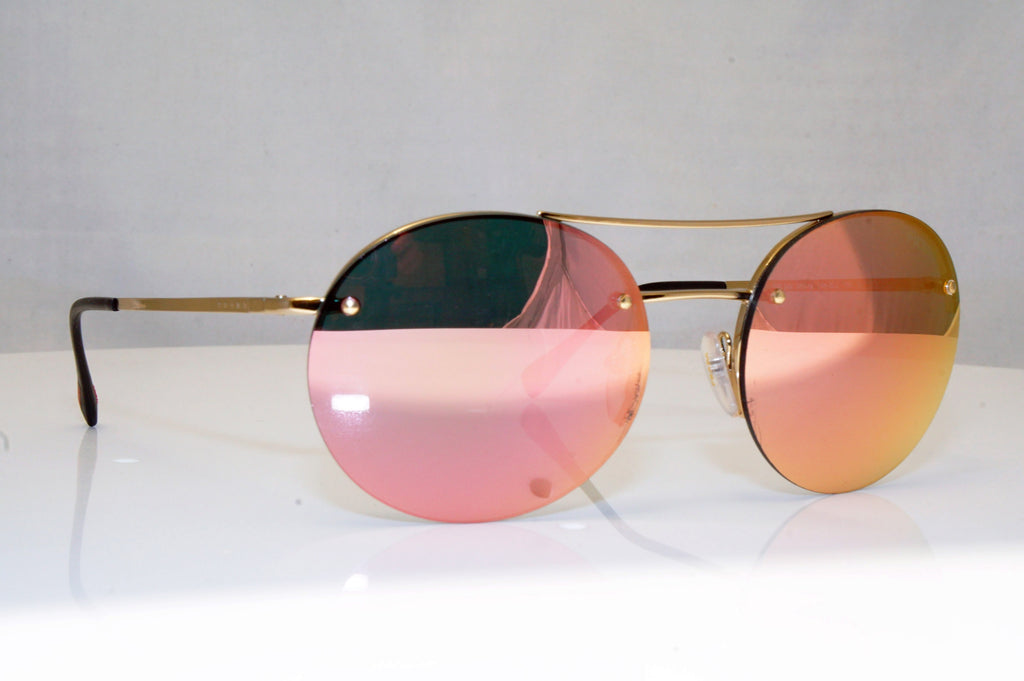 PRADA Womens Mirror Designer Sunglasses Gold Oval SPR 54R ZVN-5L2 17944