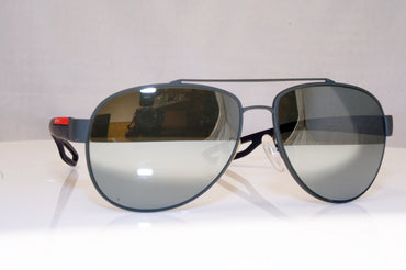 PRADA Mens Mirror Designer Sunglasses Black Aviator SPS 55Q TIG-4J2 18045