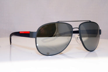 PRADA Mens Mirror Designer Sunglasses Black Aviator SPS 55Q TIG-4J2 18045