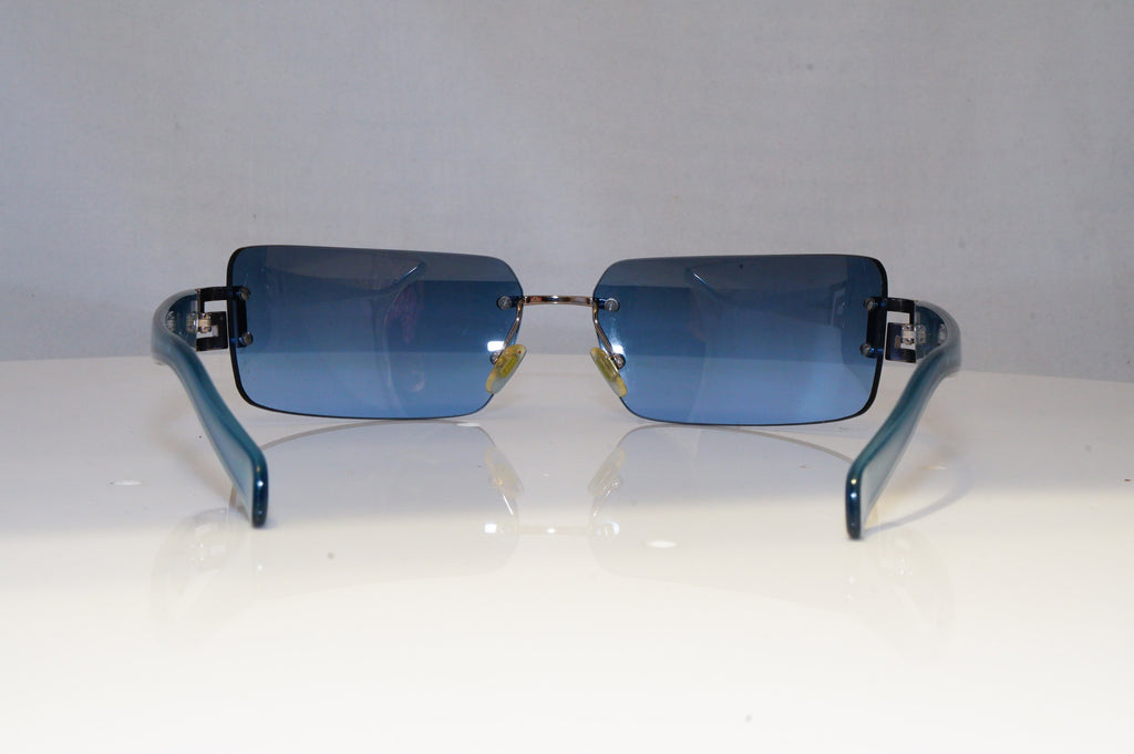 VERSACE Womens Diamante Designer Sunglasses Blue Rectangle 2107 1003/8E 21031