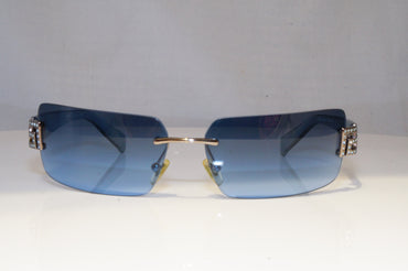 VERSACE Womens Diamante Designer Sunglasses Blue Rectangle 2107 1003/8E 21031