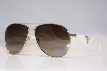 PRADA Mens Designer Polarized Sunglasses White Aviator SPR 53Q ZVN-6E1 15017